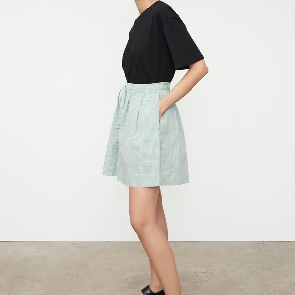 Kowtow certified organic cotton white green checkered shorts size - Picture 3 of 9